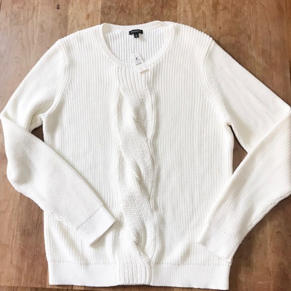 Talbots Sweaters - Talbot's winter white sweater cable twist